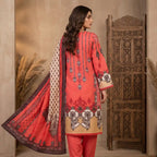 Orchid by KBC Fashion – Printed Khaddar 3 Piece Unstitched Suit – [Coral Red]