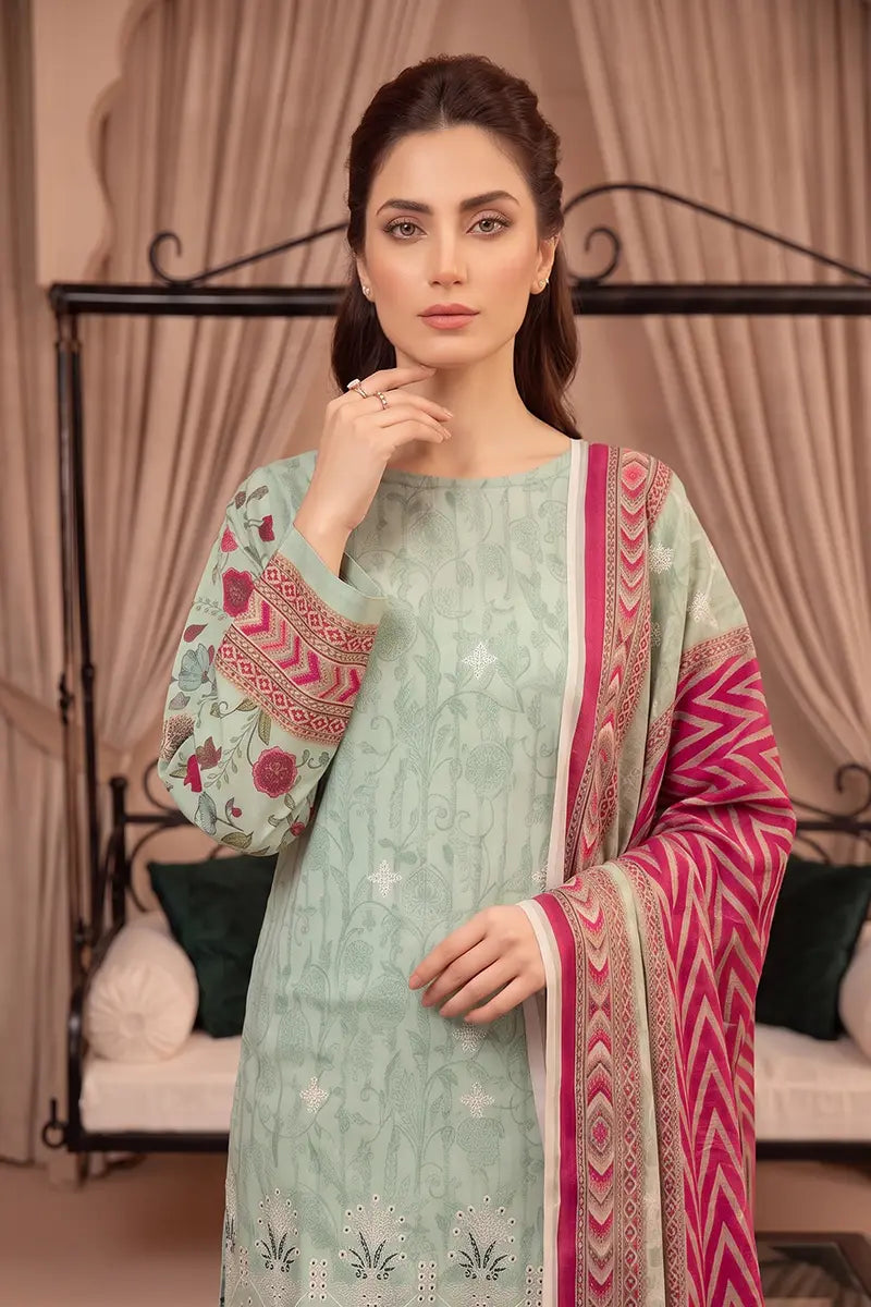 Rimal Vol 120 - 3 Piece Unstitched Embroidered Lawn Suit (Mint Sage)