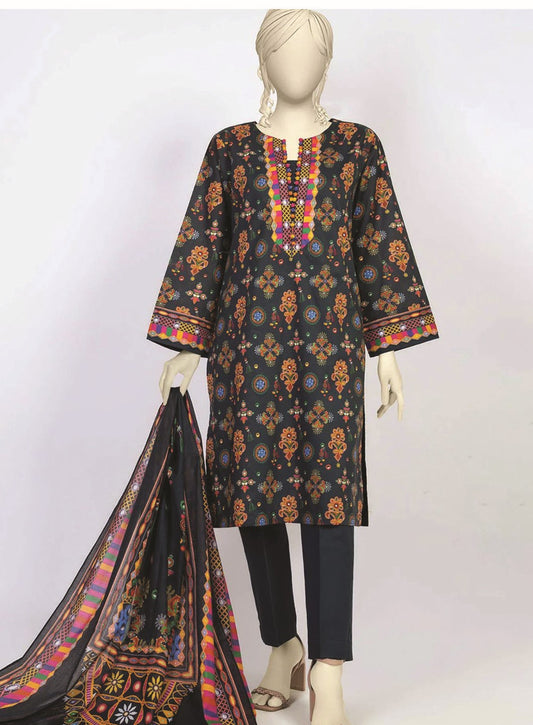 Mtj – 3 Piece Premium Lawn Unstitched Suit