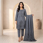 Chaman By Bareeze Embroidery – Unstitched 3 Piece Suit - Gray