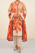 Aryana By KBC Fashion - 3PC Unstitched Printed Lawn Suit (White & Orange)
