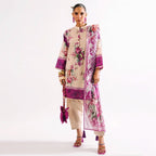 Agha Noor 3-Piece Unstitched Printed Premier Cambric Suit – Beige
