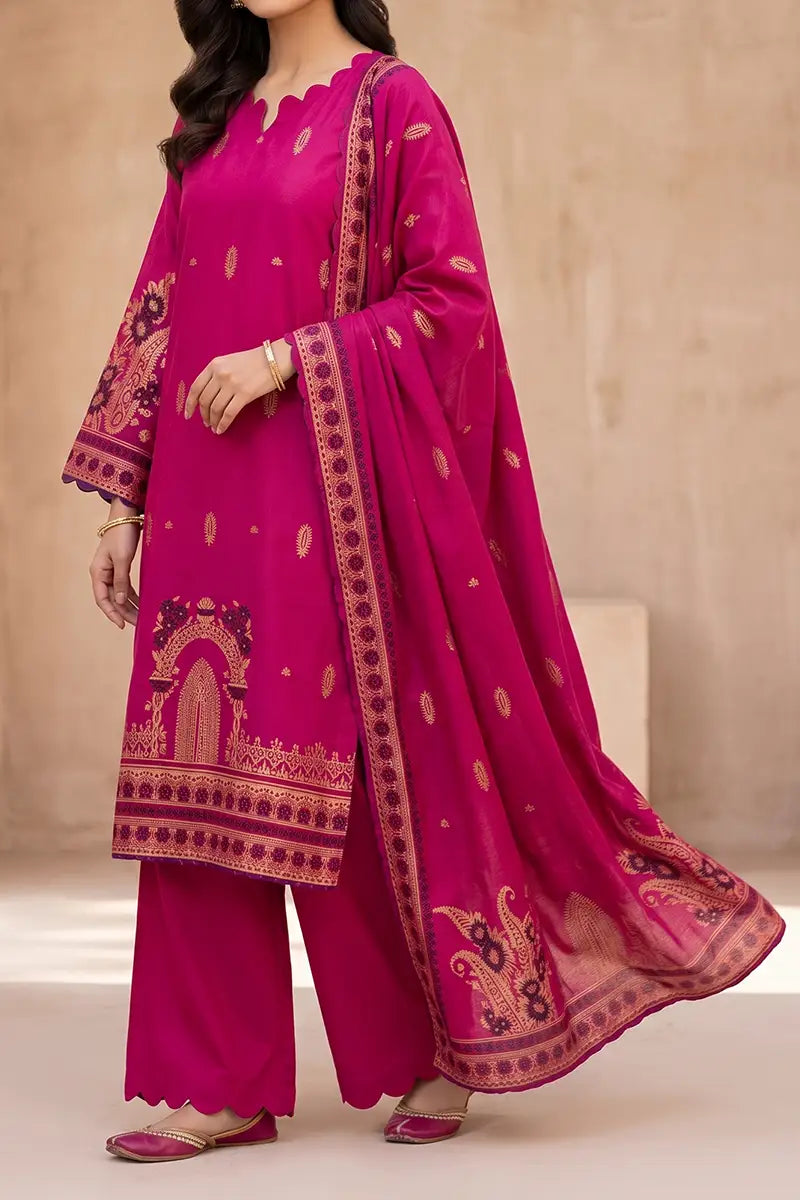 Zuni by KBC Fashion – Unstitched 3-Piece Lawn Suit (Deep Fuchsia)