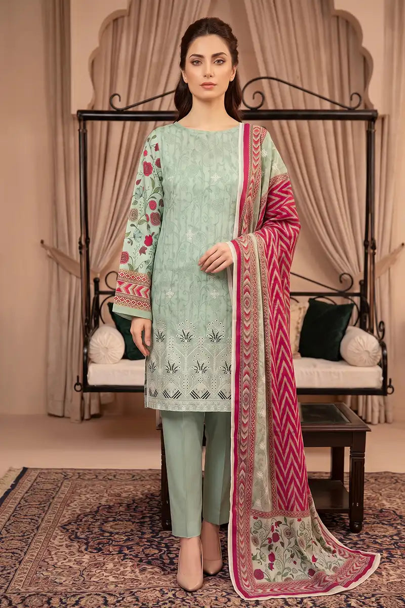 Rimal Vol 120 - 3 Piece Unstitched Embroidered Lawn Suit (Mint Sage)