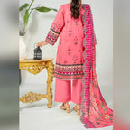 Aarzoo By KBC Fashion – 3 Piece Unstitched Embroidered Lawn Suit  – Coral Pink