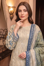 Rimal Vol 118 – Embroidered Unstitched 3-Piece Lawn Suit (Sage Beige)
