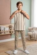 Boy’s Textured Knit Polo Shirt - Beige