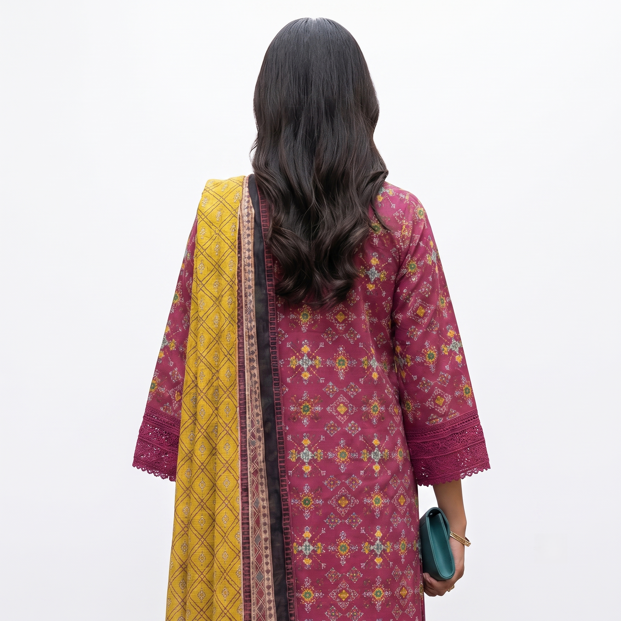 Keyseria by Jaffrani Textile Chapter-5 3PC Unstitched Printed Lawn Suit (Red & Yellow)