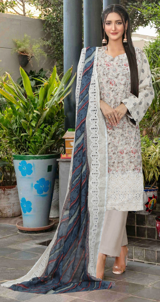 Usman Kashif – Ruby – Schiffli Lawn 3 Piece Unstitched Suit