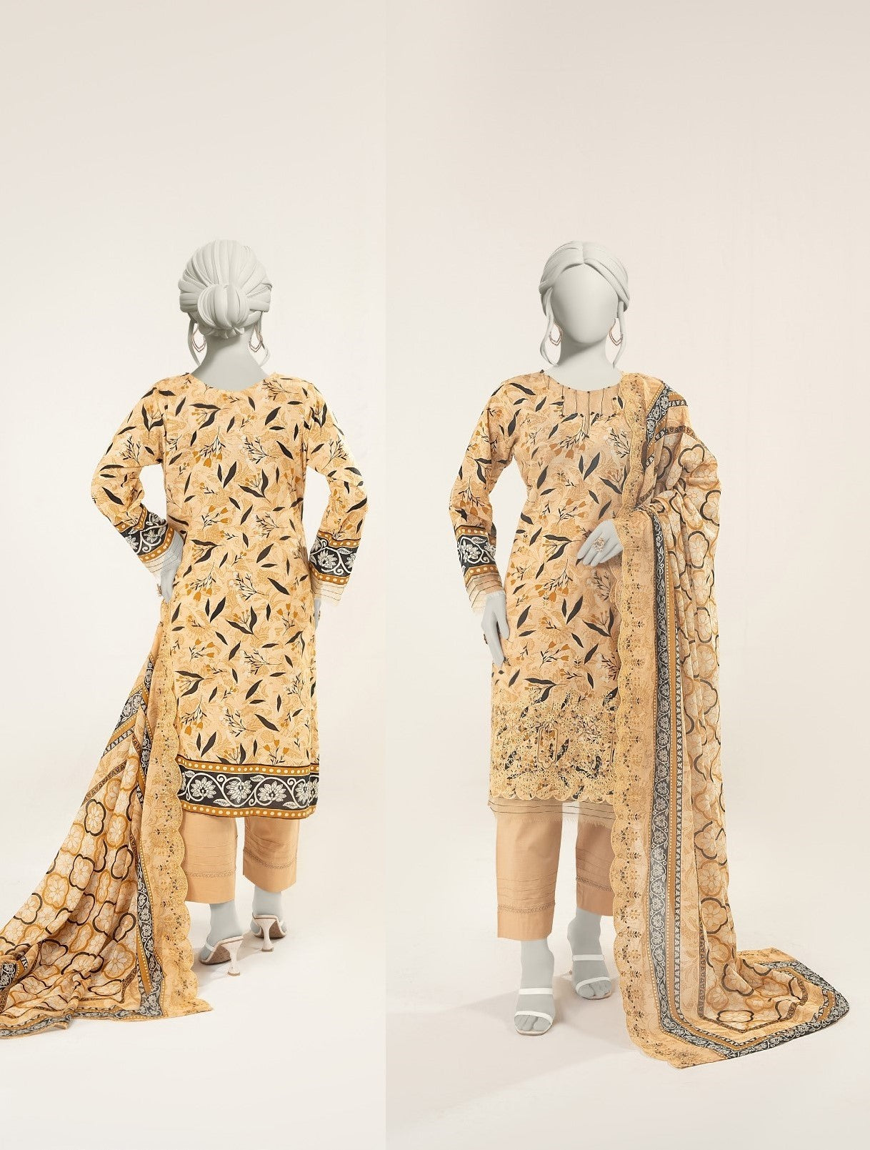 Golden Ochre Desire – Unstitched Embroiderd Lawn Suit