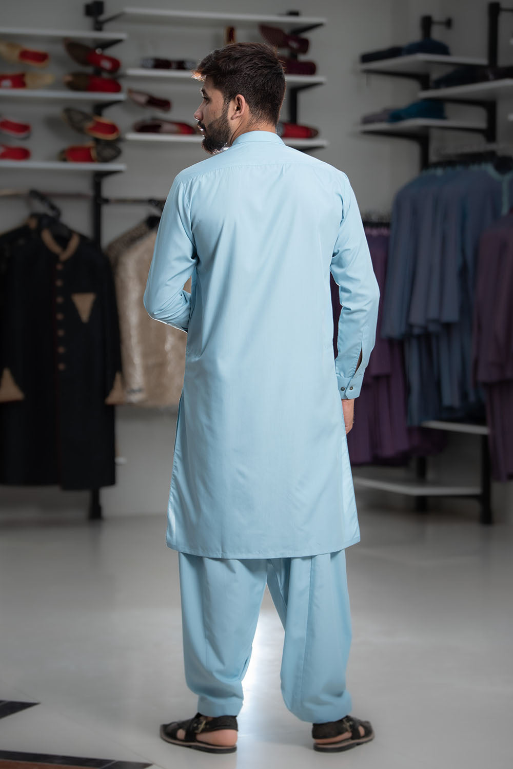 Gul Ahmed Men’s Unstitched Wash & Wear Unstitched Suit (Ice Blue)