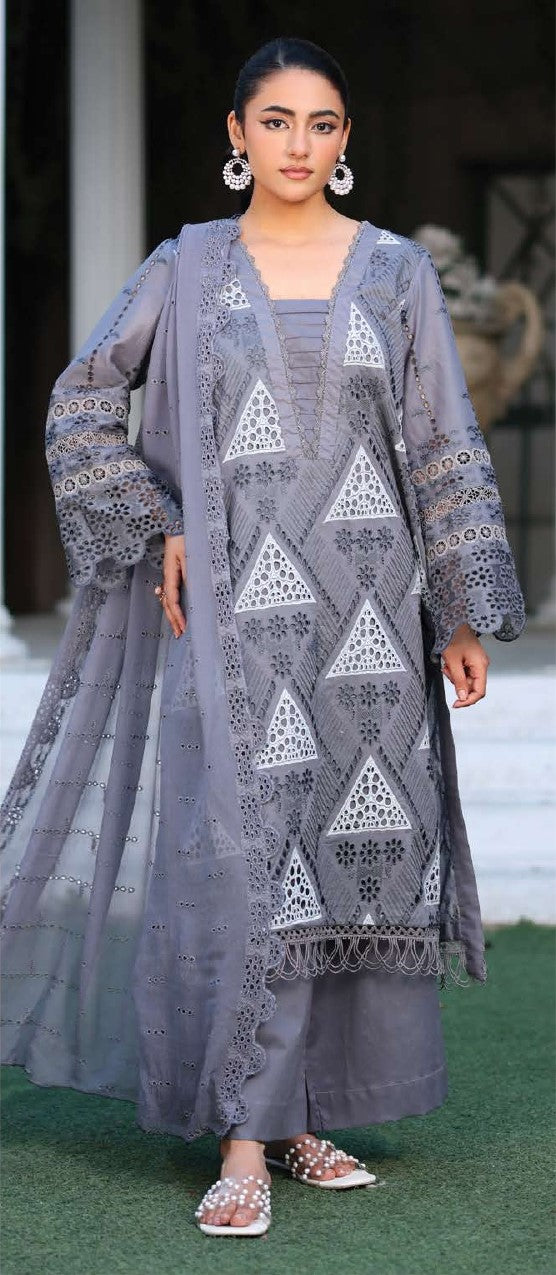 JOHRA ASHNOOR – Unstitched 4-Piece Chikankari Lawn Suit