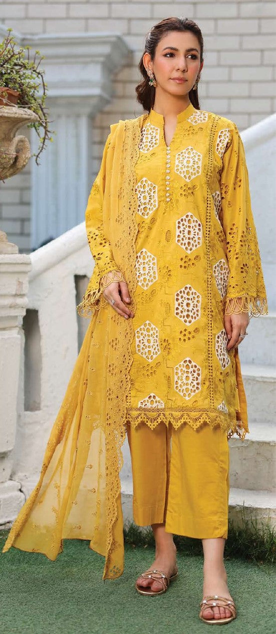 JOHRA ASHNOOR – Unstitched 4-Piece Chikankari Lawn Suit