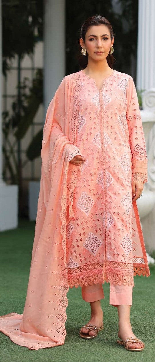 JOHRA ASHNOOR – Unstitched 4-Piece Chikankari Lawn Suit
