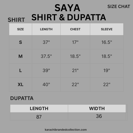 SAYA  2-Piece Lawn Suit (Shirt + Printed Dupatta)