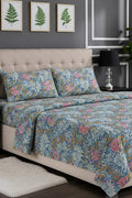 Premium Cotton Fitted Bed Sheet Set By KBC (Sky Blue)