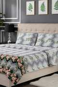 Premium Cotton Fitted Bed Sheet Set By KBC (Light Gray)
