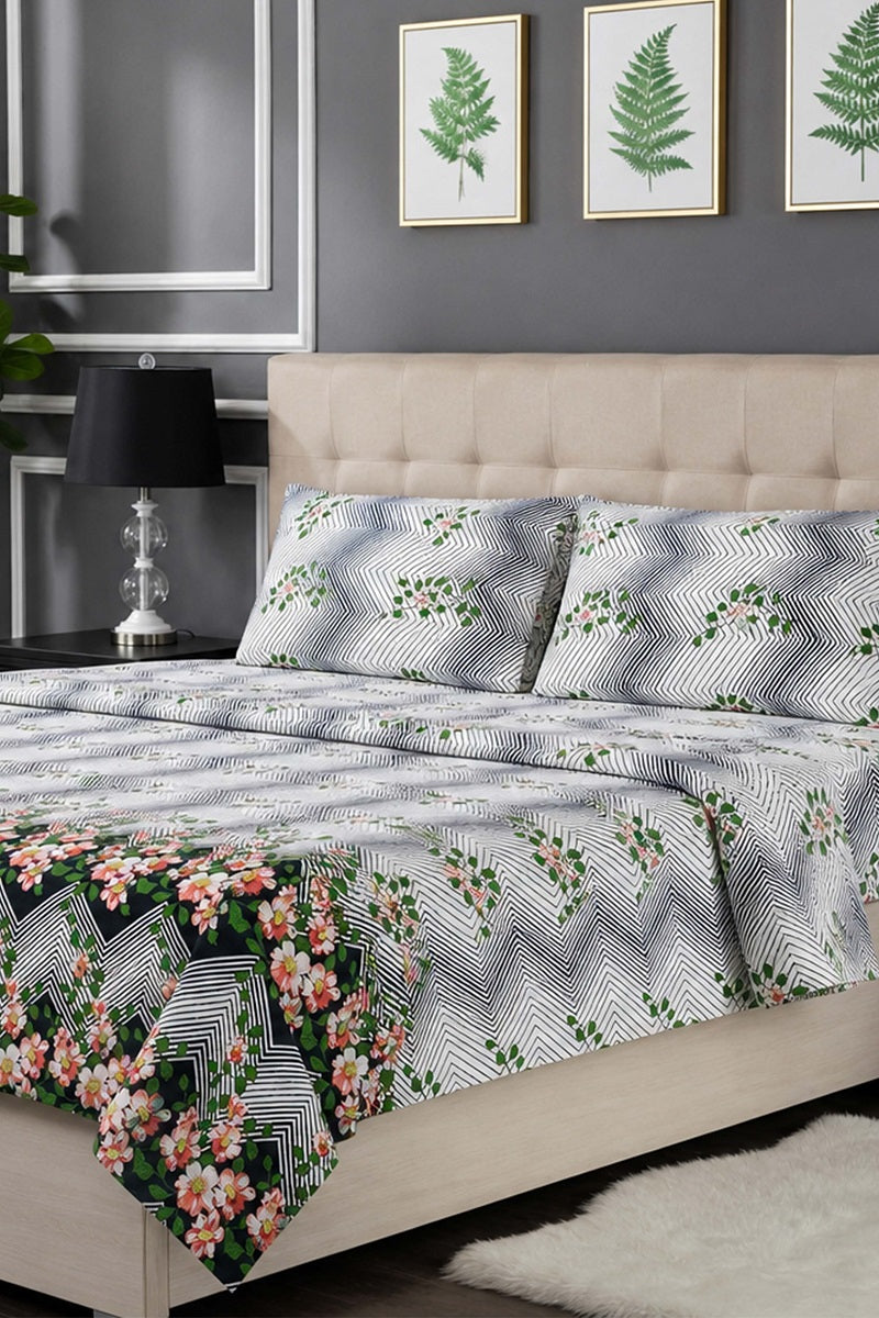 Premium Cotton Fitted Bed Sheet Set By KBC (Light Gray)