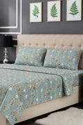 Premium Cotton Fitted Bed Sheet Set By KBC (Teal Blue)