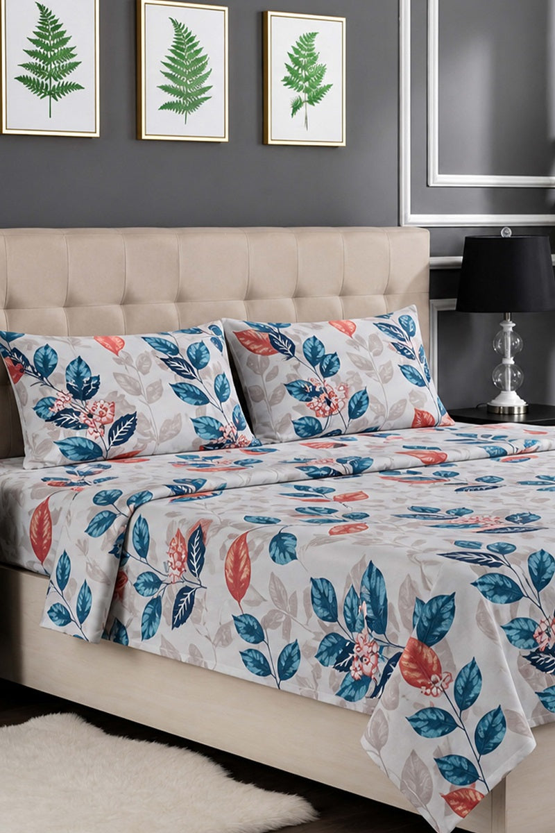Premium Cotton Fitted Bed Sheet Set By KBC (Cream)