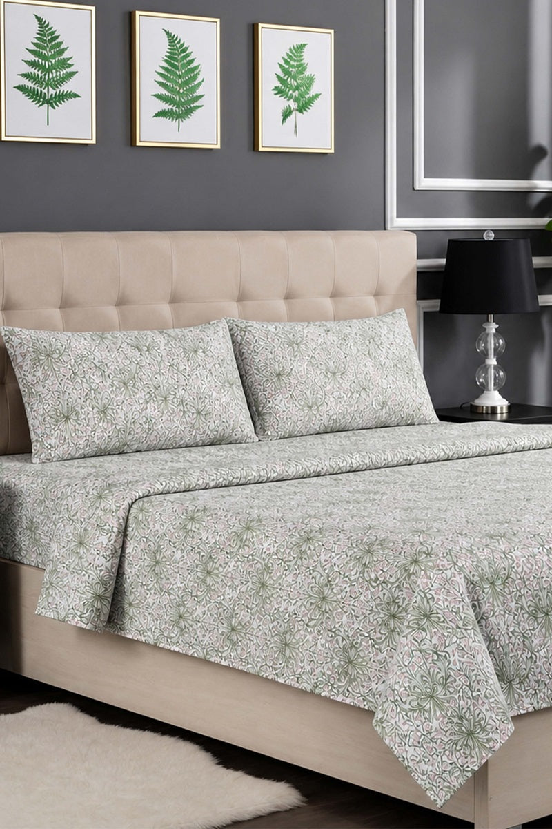 Premium Cotton Fitted Bed Sheet Set By KBC (Pista)