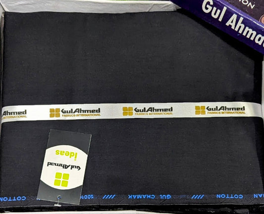 Black fabric with Gul Ahmed branding on a white background