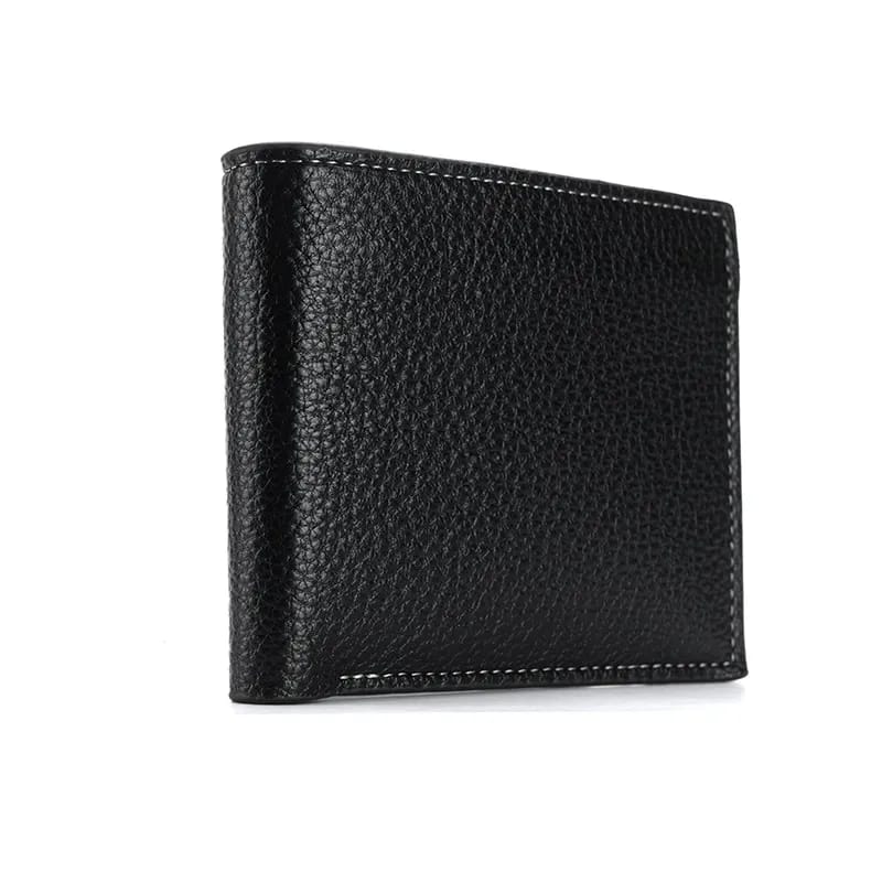 Black leather wallet on a white background