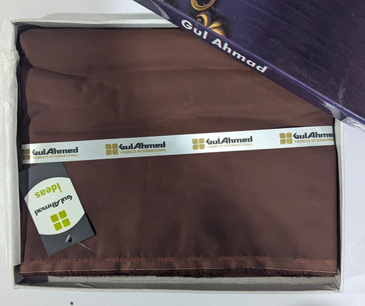 Brown fabric with Gul Ahmed branding inside a box