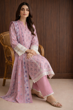 Keyseria By Jaffrani-3PC Unstitch Lawn Chapter-3-(Cream)