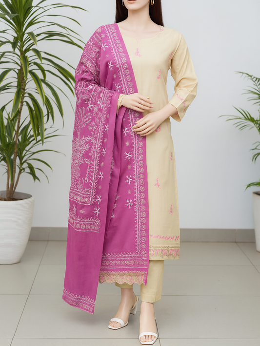 Mix Brand Embroidery Unstitched 3-Piece Suit