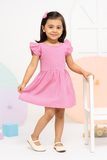 Adorable Girls Checkered & Floral Printed Frock (Cotton)