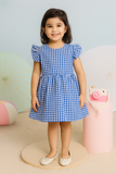 Adorable Girls Checkered & Floral Printed Frock (Cotton)