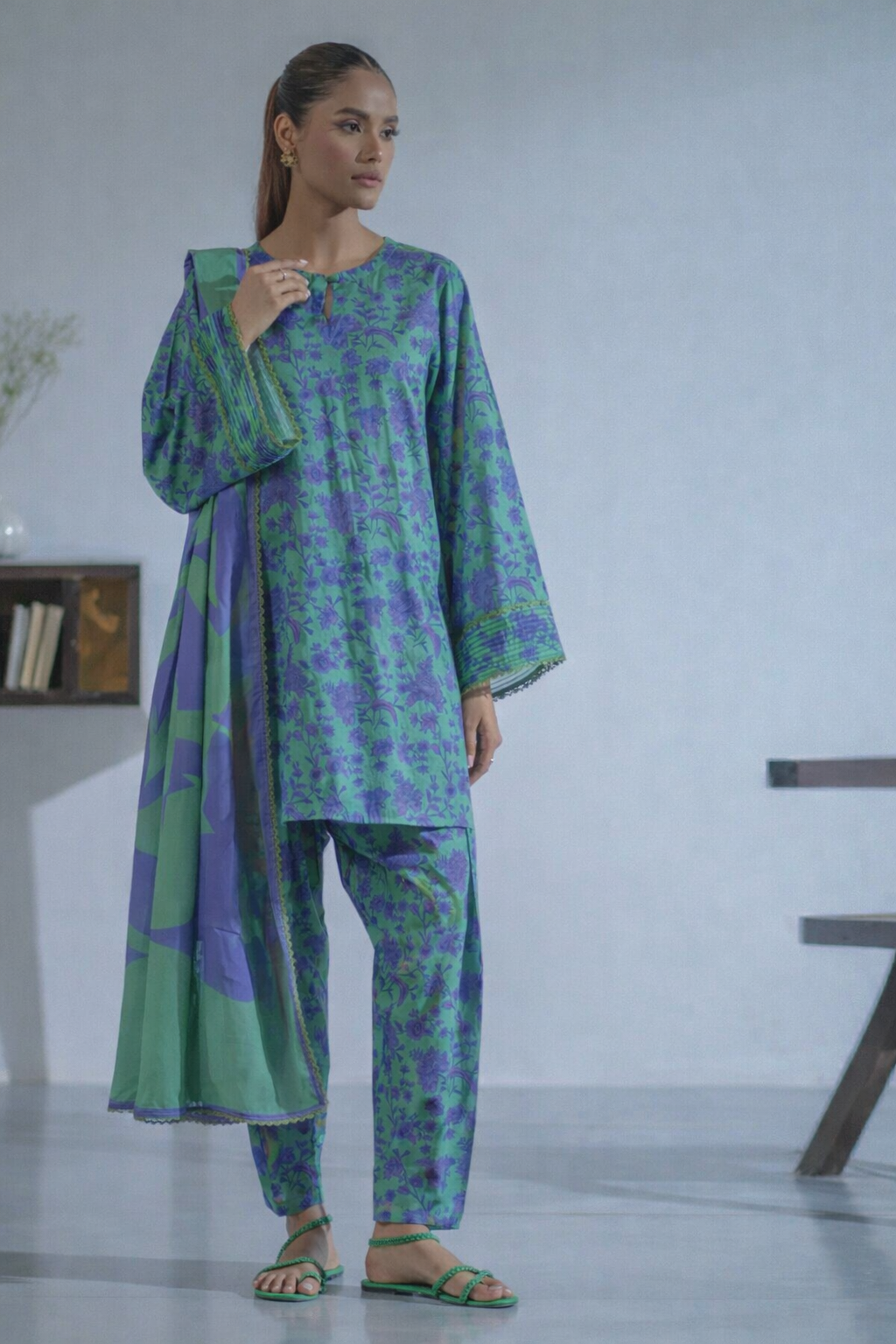 Ego Slide Away |3PC| Unstitch Lawn.