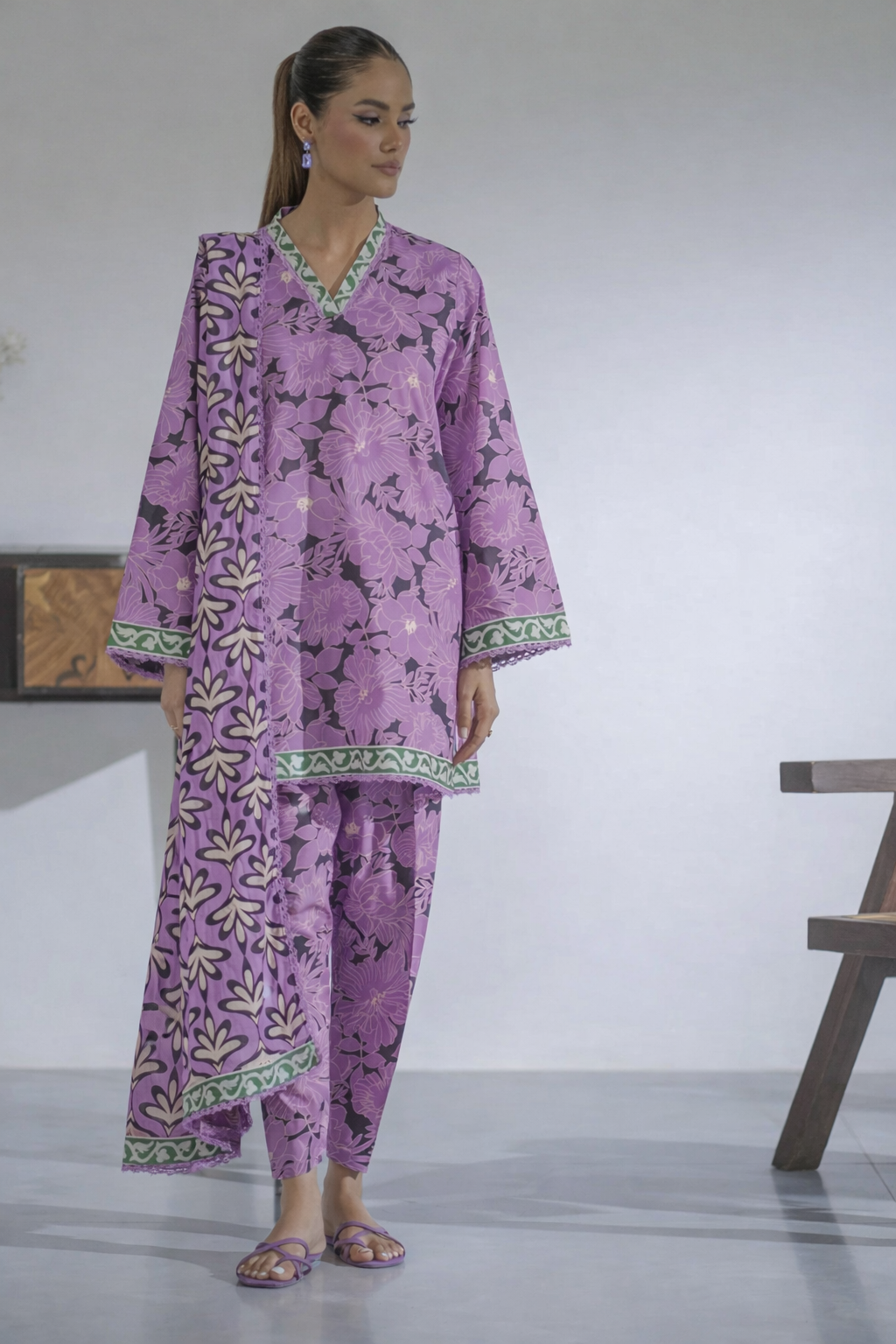 Ego Slide Away |3PC| Unstitch Lawn.