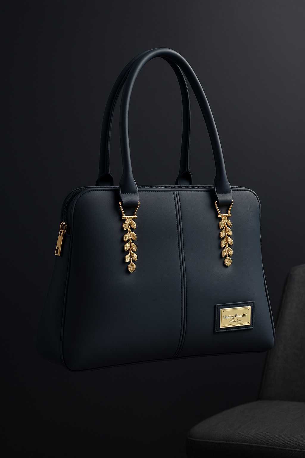 Stylish Handbag 3 Pockets  Elegant Leaf  Detailing
