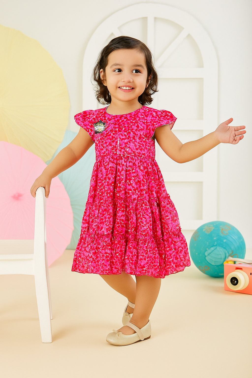Adorable Girls’ Frock Party Dress with Tights