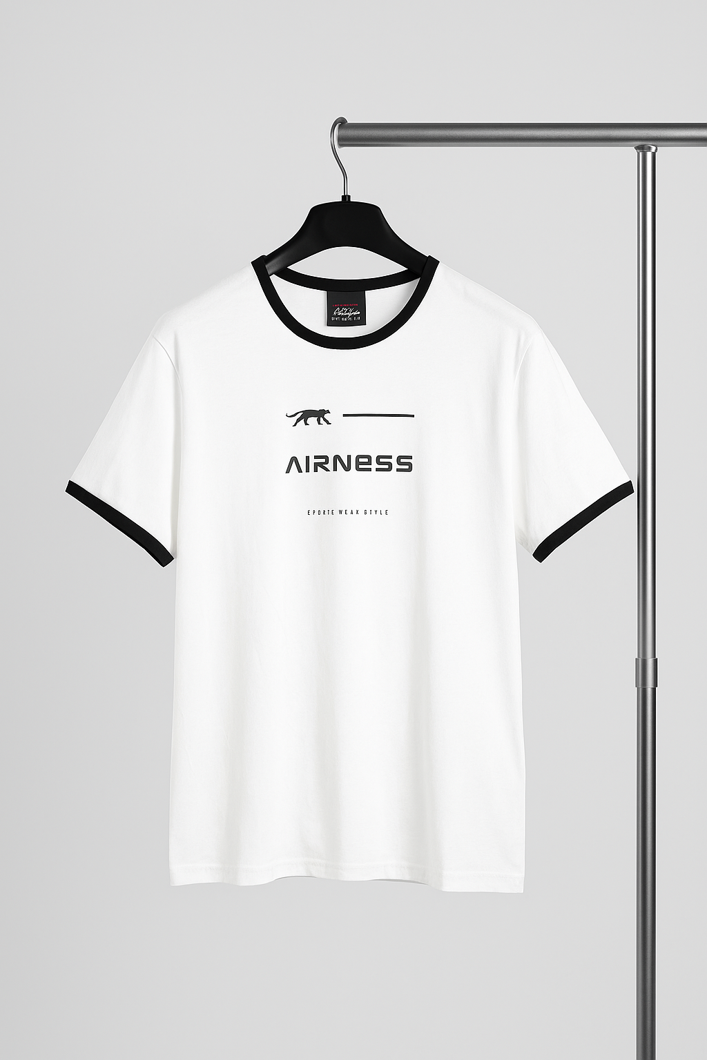 Airness RoundNeck  Black Stripe Graphic Logo T-Shirt