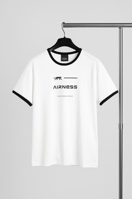 Airness RoundNeck  Black Stripe Graphic Logo T-Shirt