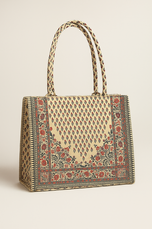 Zellbury Canvas Block Print Tote Bag