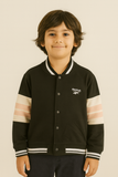 Reebok Kids Varsity Jacket – Black & Beige Stripes
