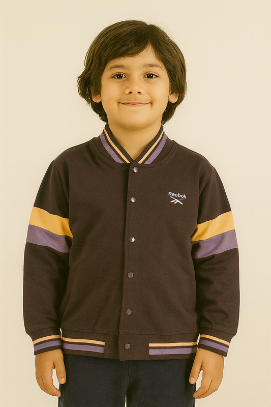 Reebok Kids Varsity Jacket Yellow & Purple Stripes