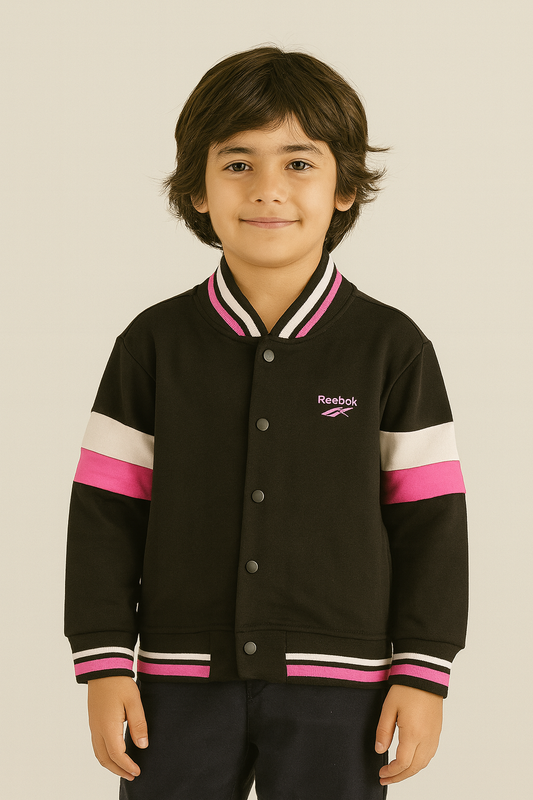 Reebok Kids Varsity Jacket – Black & Pink