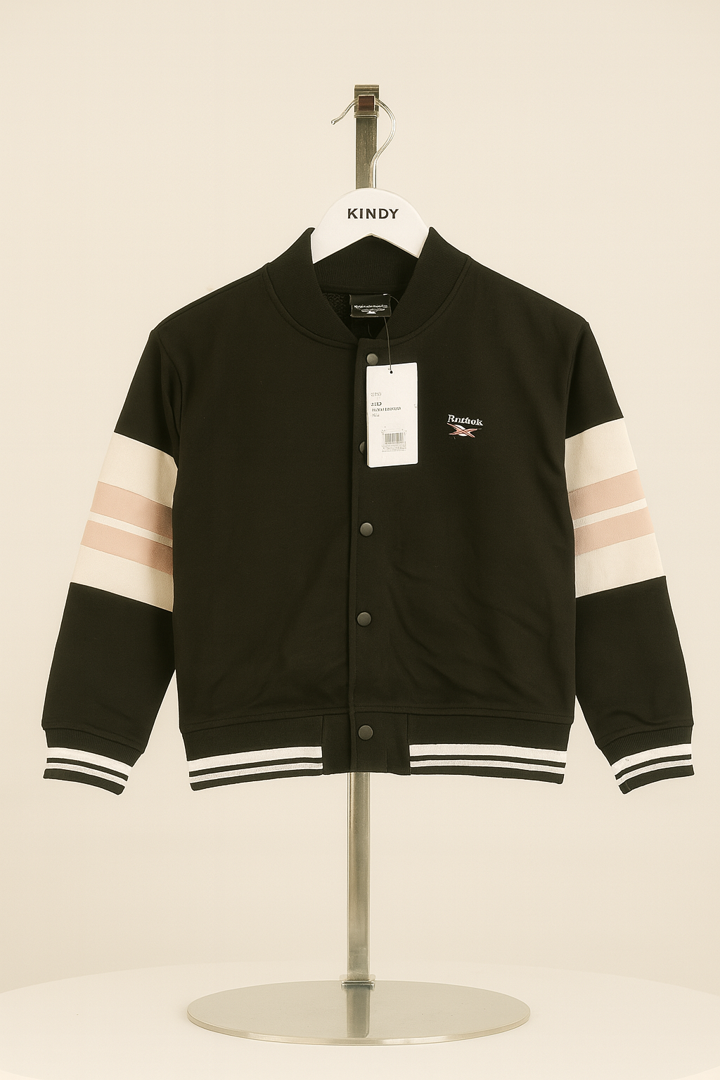 Reebok Kids Varsity Jacket – Black & Beige Stripes