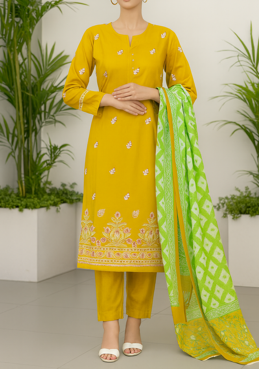 Mix Brand Embroidery Unstitched 3-Piece Suit