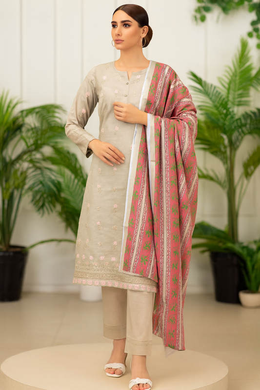 Mix Brand Embroidery Unstitched 3-Piece Suit
