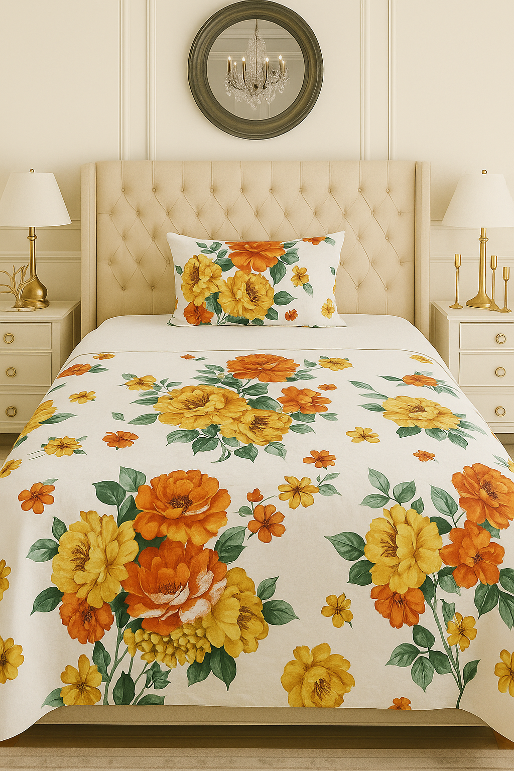 Single Bedsheet with Pillow Cover ( Export Quality )