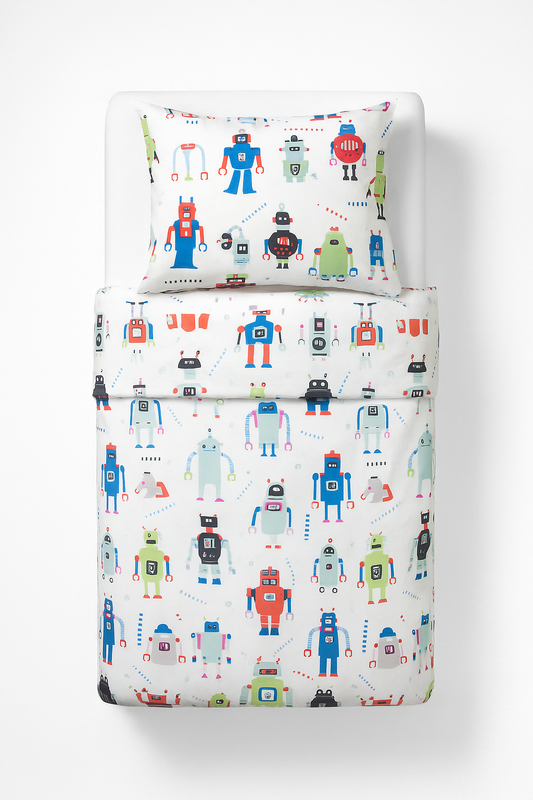 Kids Robot Print Duvet Cover Set – 100% Cotton*