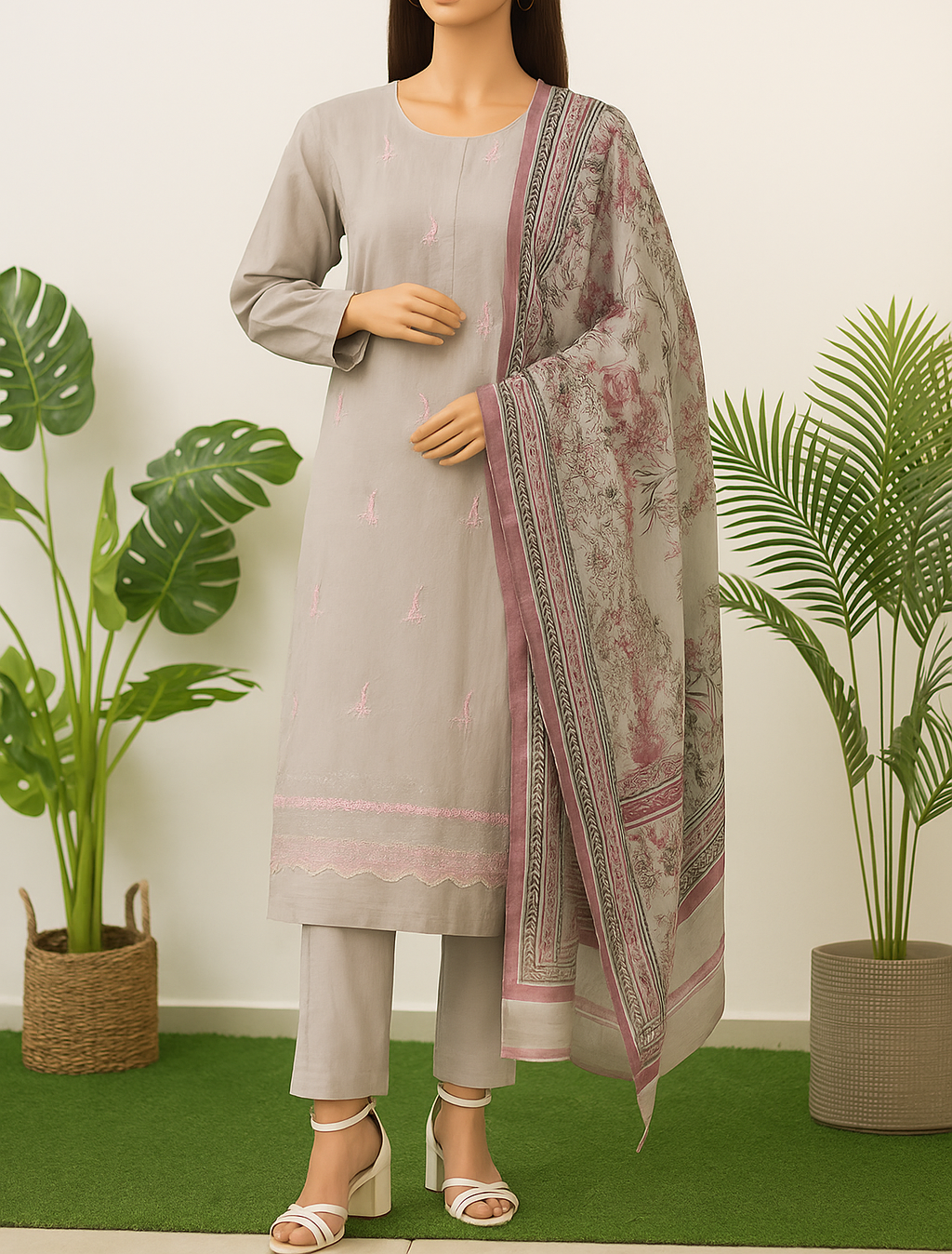 Mix Brand Embroidery Unstitched 3-Piece Suit