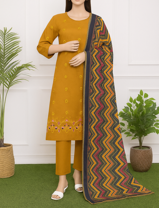 Mix Brand Embroidery Unstitched 3-Piece Suit
