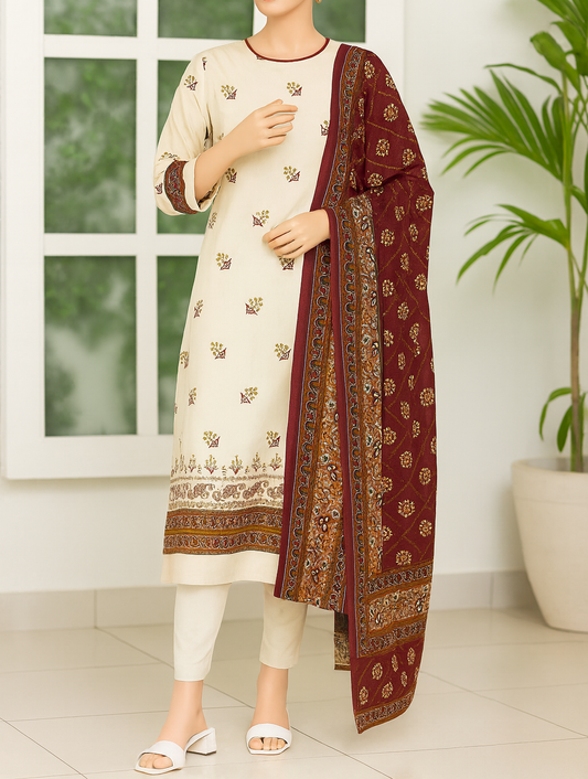 Mix Brand Embroidery Unstitched 3-Piece Suit